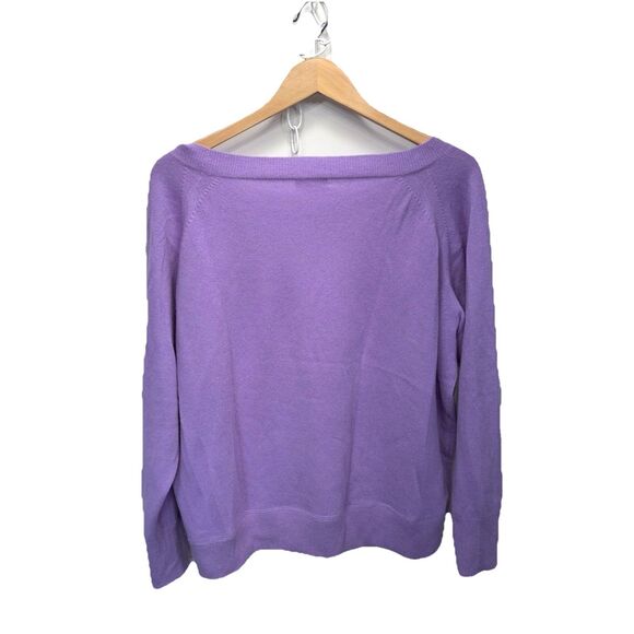 Vtg J.Crew Italian Yarn Cashmere Scoop neck Sweater Womens Lavender Pullover Med - Picture 2 of 10